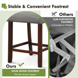 Costway Set Of 2 Bar Stools Linen Counter Height Chair Upholstered Kitchen Island Stool - thumbnail 6