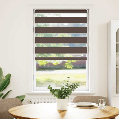 Walplus Coffee Zebra Roller Blind 70 X 120 Cm - Light Filtering Window Shade With Hardware - image 1