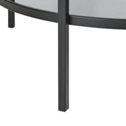 Wyld And Coco 80Cm Round Coffee Table - Black Tempered Glass Top With Mirrored Lower Shelf - thumbnail 5