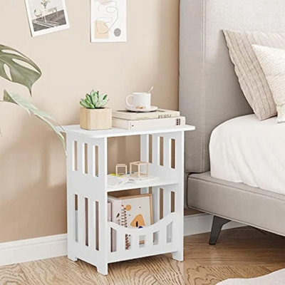 Square Bedside Table Nightstand Storage Shelf Coffee Tea Table - image 1