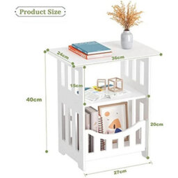 Square Bedside Table Nightstand Storage Shelf Coffee Tea Table - thumbnail 2