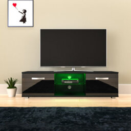 Lassic Vida Designs Cosmo Black 2 Door Led Tv Unit 140Cm Sideboard Cabinet - thumbnail 3