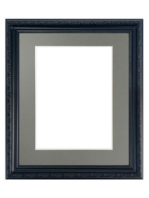 Frames By Post Shabby Chic Black Frame With Dark Grey Mount For Image Size 9 X 7 Inch - image 1