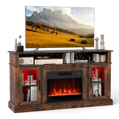 Gainoom 148Cm Brown Fireplace Tv Stand Entertainment Center For 65 Inch Tv - image 1