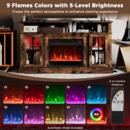 Gainoom 148Cm Brown Fireplace Tv Stand Entertainment Center For 65 Inch Tv - thumbnail 8