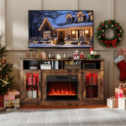 Gainoom 148Cm Brown Fireplace Tv Stand Entertainment Center For 65 Inch Tv - thumbnail 3