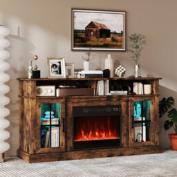 Gainoom 148Cm Brown Fireplace Tv Stand Entertainment Center For 65 Inch Tv - thumbnail 4