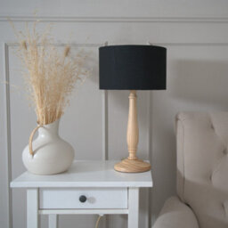 Valuelights Victoria Traditional Light Wood Candlestick Table Lamp With Black Drum Shade - thumbnail 5