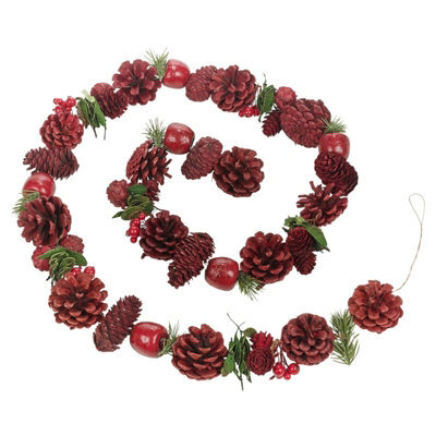 Urbn-Living Urbnliving 150Cm Genuine Pinecone Christmas Garland Red Tree Fireplace Decor Xmas Door Wreath - image 1