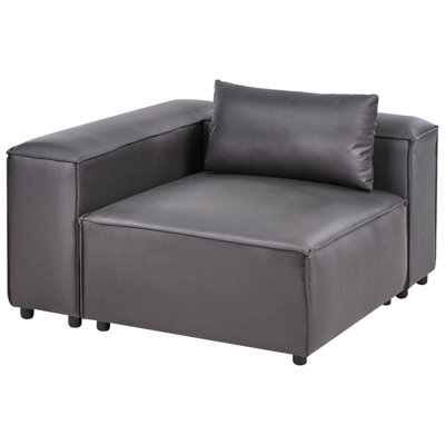 Beliani Corner Seat Brande Faux Leather Black Right Hand - image 1