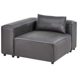 Beliani Corner Seat Brande Faux Leather Black Right Hand - thumbnail 1