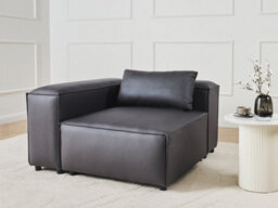 Beliani Corner Seat Brande Faux Leather Black Right Hand - thumbnail 2
