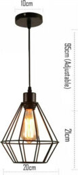 Ledsone 3 Pack Industrial Black Metal Pendant Light Shade With E27 Bulb Kitchen Loft Or Bar - thumbnail 2