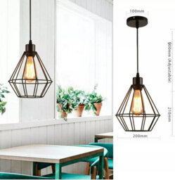 Ledsone 3 Pack Industrial Black Metal Pendant Light Shade With E27 Bulb Kitchen Loft Or Bar - thumbnail 3