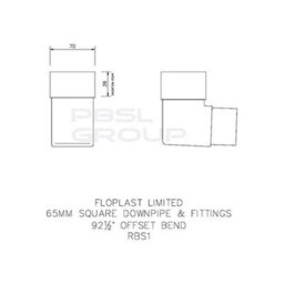 Floplast Square Line 92.5 Degree Square Downpipe Bend Black - Pack Of 2 - thumbnail 2