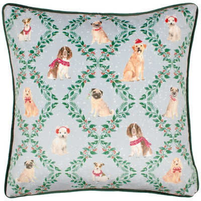 Evans Lichfield Christmas Dog Friends Printed Velvet Cushion Cover - image 1