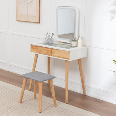 Westwood Natural White Makeup Vanity Dressing Table & Stool Set Touch Led Mirror Drawers - image 1