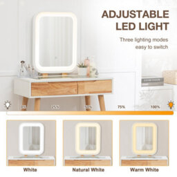 Westwood Natural White Makeup Vanity Dressing Table & Stool Set Touch Led Mirror Drawers - thumbnail 5