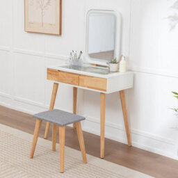 Westwood Natural White Makeup Vanity Dressing Table & Stool Set Touch Led Mirror Drawers - thumbnail 1