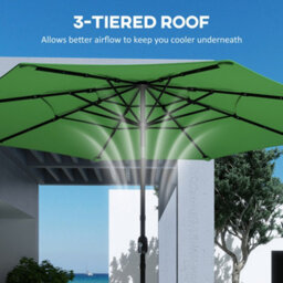 Outsunny Garden Parasol, Outdoor Umbrella With Tilt Function, Green - thumbnail 6