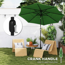 Outsunny Garden Parasol, Outdoor Umbrella With Tilt Function, Green - thumbnail 8