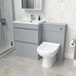 Nes Home Matte Grey 600mm Vanity Unit 2 Drawers Wc Unit & Btw Toilet - thumbnail 1