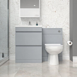 Nes Home Matte Grey 600mm Vanity Unit 2 Drawers Wc Unit & Btw Toilet - thumbnail 2