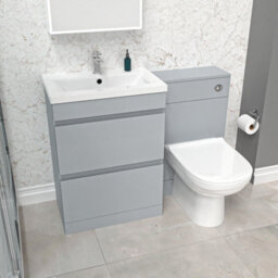 Nes Home Matte Grey 600mm Vanity Unit 2 Drawers Wc Unit & Btw Toilet - thumbnail 5