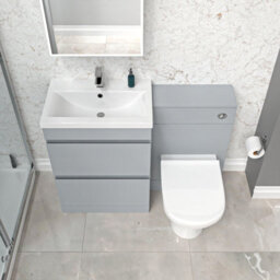 Nes Home Matte Grey 600mm Vanity Unit 2 Drawers Wc Unit & Btw Toilet - thumbnail 3