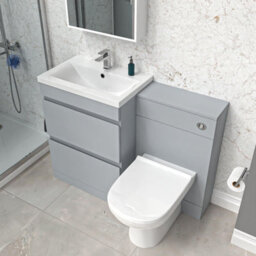 Nes Home Matte Grey 600mm Vanity Unit 2 Drawers Wc Unit & Btw Toilet - thumbnail 4