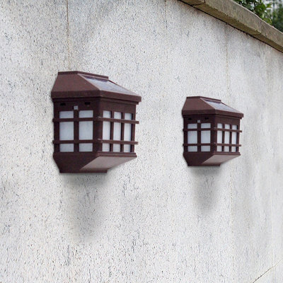 Gardenwize Pack Of 2 Solar Powered Flaming Lantern Effect Garden Wall Lights - image 1
