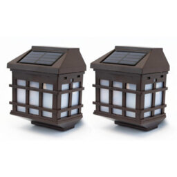 Gardenwize Pack Of 2 Solar Powered Flaming Lantern Effect Garden Wall Lights - thumbnail 2