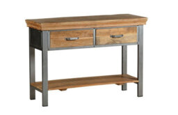 Buttercup Farm Metropolis Industrial 2 Drawer Console Table - Metal/acacia Solid Wood - L40 X W115 X H77 Cm