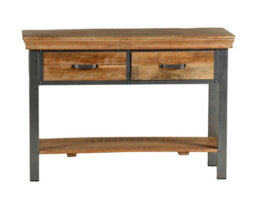 Buttercup Farm Metropolis Industrial 2 Drawer Console Table - Metal/acacia Solid Wood - L40 X W115 X H77 Cm - thumbnail 3