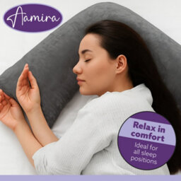Aamira V Shaped Pillow Shredded Orthopaedic Memory Foam, Dark Grey, Head, Neck & Back Pregnancy Maternity Support, Washable Cover - thumbnail 7