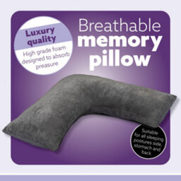 Aamira V Shaped Pillow Shredded Orthopaedic Memory Foam, Dark Grey, Head, Neck & Back Pregnancy Maternity Support, Washable Cover - thumbnail 3