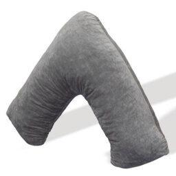 Aamira V Shaped Pillow Shredded Orthopaedic Memory Foam, Dark Grey, Head, Neck & Back Pregnancy Maternity Support, Washable Cover - thumbnail 1