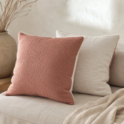 Where Saints Go Ltd Terracotta Muslin Cotton Square Pillowcases Pack Of 2 60 X 60Cm