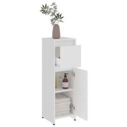 Walplus White Bathroom Cabinet 30X30X95 Cm Engineered Wood Storage Unit - thumbnail 5