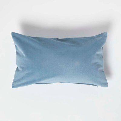 Homescapes Blue Velvet Cushion, Bolster 30 X 50 Cm - image 1