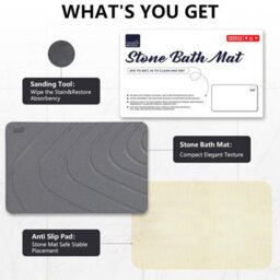 Taylor & Brown Stone Bath Mat, Diatomaceous Earth, Nonslip, Super Absorbent, Quick Dry, Antimould, 60X39Cm, Dark Grey River - thumbnail 5