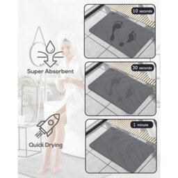 Taylor & Brown Stone Bath Mat, Diatomaceous Earth, Nonslip, Super Absorbent, Quick Dry, Antimould, 60X39Cm, Dark Grey River - thumbnail 6