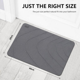 Taylor & Brown Stone Bath Mat, Diatomaceous Earth, Nonslip, Super Absorbent, Quick Dry, Antimould, 60X39Cm, Dark Grey River - thumbnail 4