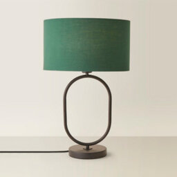 Valuelights Antonia Forest Green Drum Lamp Shade Matte Black Oval Table Lamp With Led Bulb - thumbnail 2