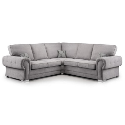 Furnishings For Less UK Milan 5 Seater L Shaped Corner Sofa Full Back Chesterfield Arms Grey 2 Corner 2 - image 1