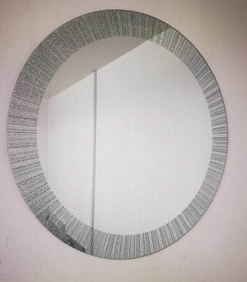 DEENZ Large Round Wall Mounted Mirror Frameless Sunburst Glitter - image 1