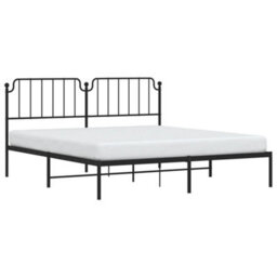 Berkfield Metal Bed Frame Without Mattress With Headboard Black 183X213Cm - thumbnail 3