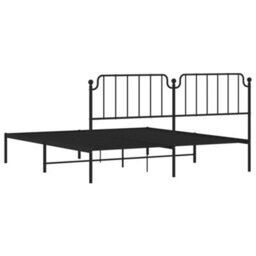 Berkfield Metal Bed Frame Without Mattress With Headboard Black 183X213Cm - thumbnail 7