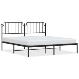 Berkfield Metal Bed Frame Without Mattress With Headboard Black 183X213Cm - thumbnail 2