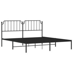 Berkfield Metal Bed Frame Without Mattress With Headboard Black 183X213Cm - thumbnail 4